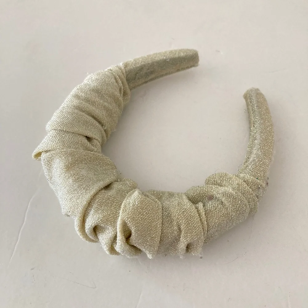 Anthropologie Gold Shimmery Fabric Puffy Headband